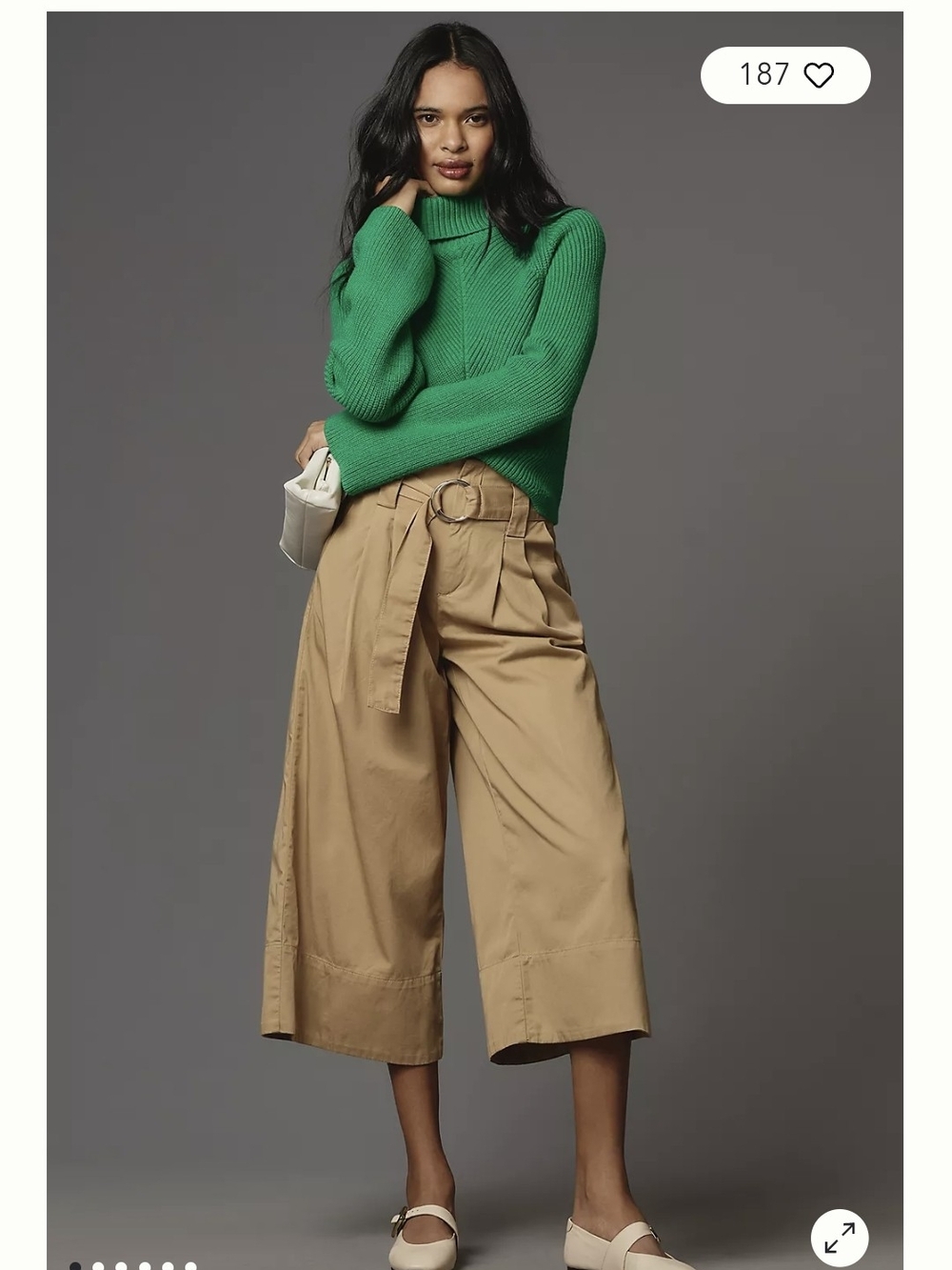 Maeve Wide Leg Belted Culotte Pants in Khaki